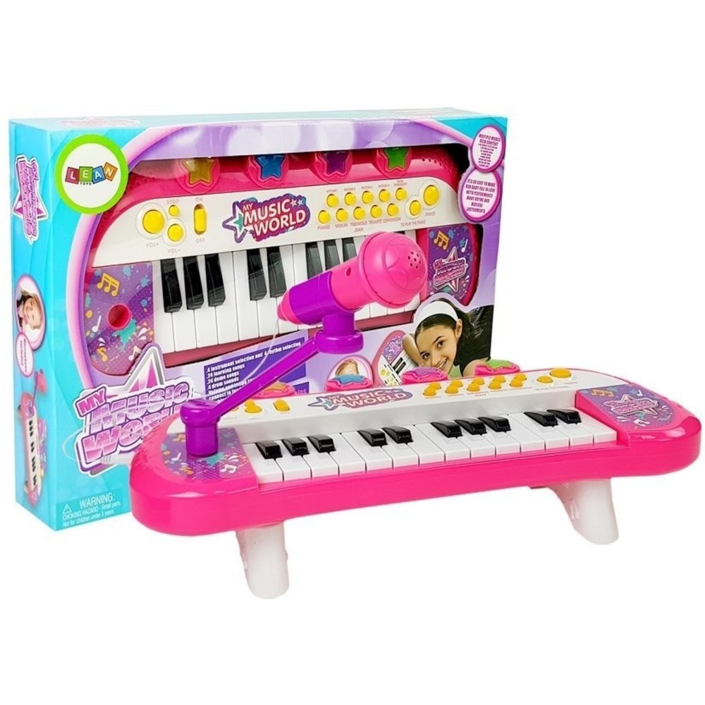 Speelgoedkeyboard piano - ingang - microfoon roze -