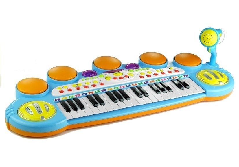 Speelgoedkeyboard piano - incl. drums - microfoon - krukje
