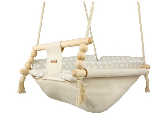 Babywiegschommel - max. 20 kg - beige met crème diamanten