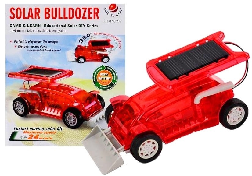 Speelgoed auto op zonne-energie - bulldozer - rood