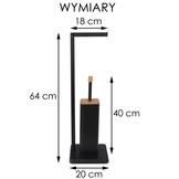 WC rolhouder staand met toiletborstel - 20x64cm - zwart bamboe