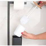 WC rolhouder staand met toiletborstel - 20x64cm - zwart bamboe