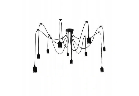 Kroonluchter zwart met 6 hangende lampen – E27 fitting