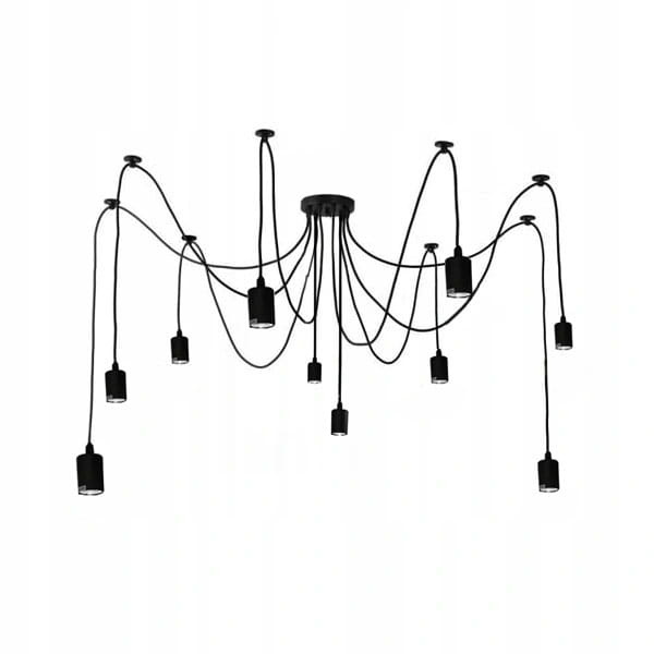 Kroonluchter zwart met 6 hangende lampen – E27 fitting