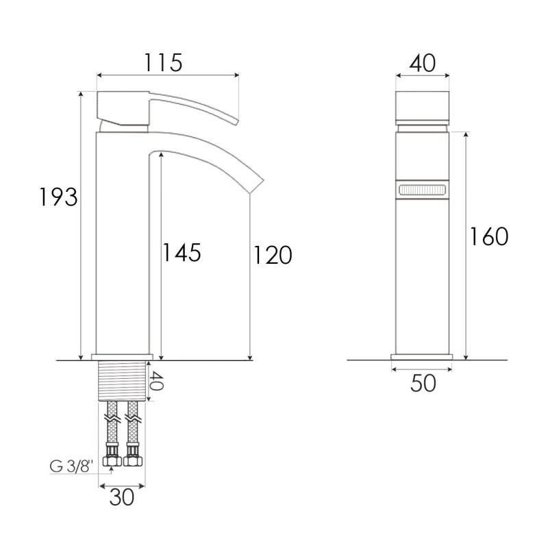 Badkamerkraan - wastafel kraan - goud - 193x120 cm