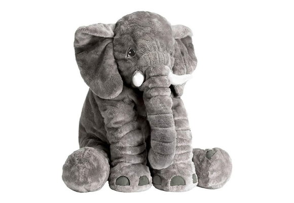 Grote knuffel - Olifant - 45x55 cm - Pluche - Grijs