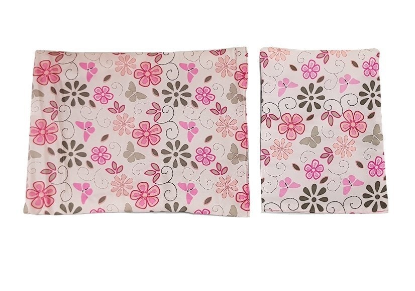 Poppenbed met accessoires - Roze bloemen - 52,5 x 30,5 x 32 cm