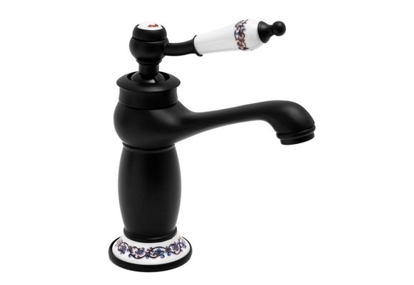 Wastafelkraan - zwart - retro - 11,5x18 cm - eengreeps