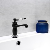 Wastafelkraan - zwart - retro - 11,5x18 cm - eengreeps