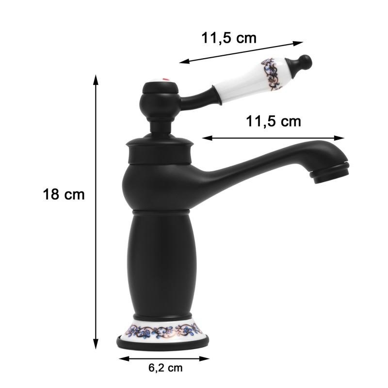 Wastafelkraan - zwart - retro - 11,5x18 cm - eengreeps