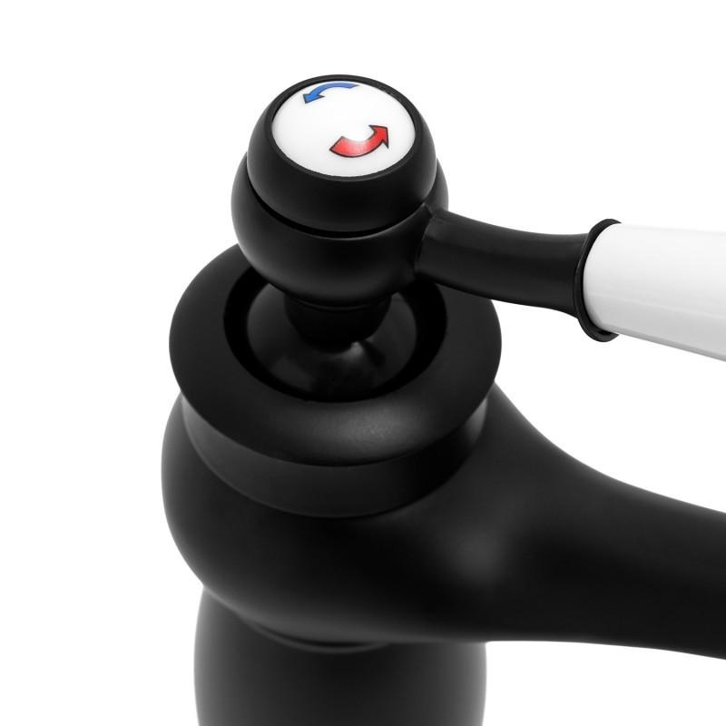 Wastafelkraan - zwart - retro - 11,5x18 cm - eengreeps