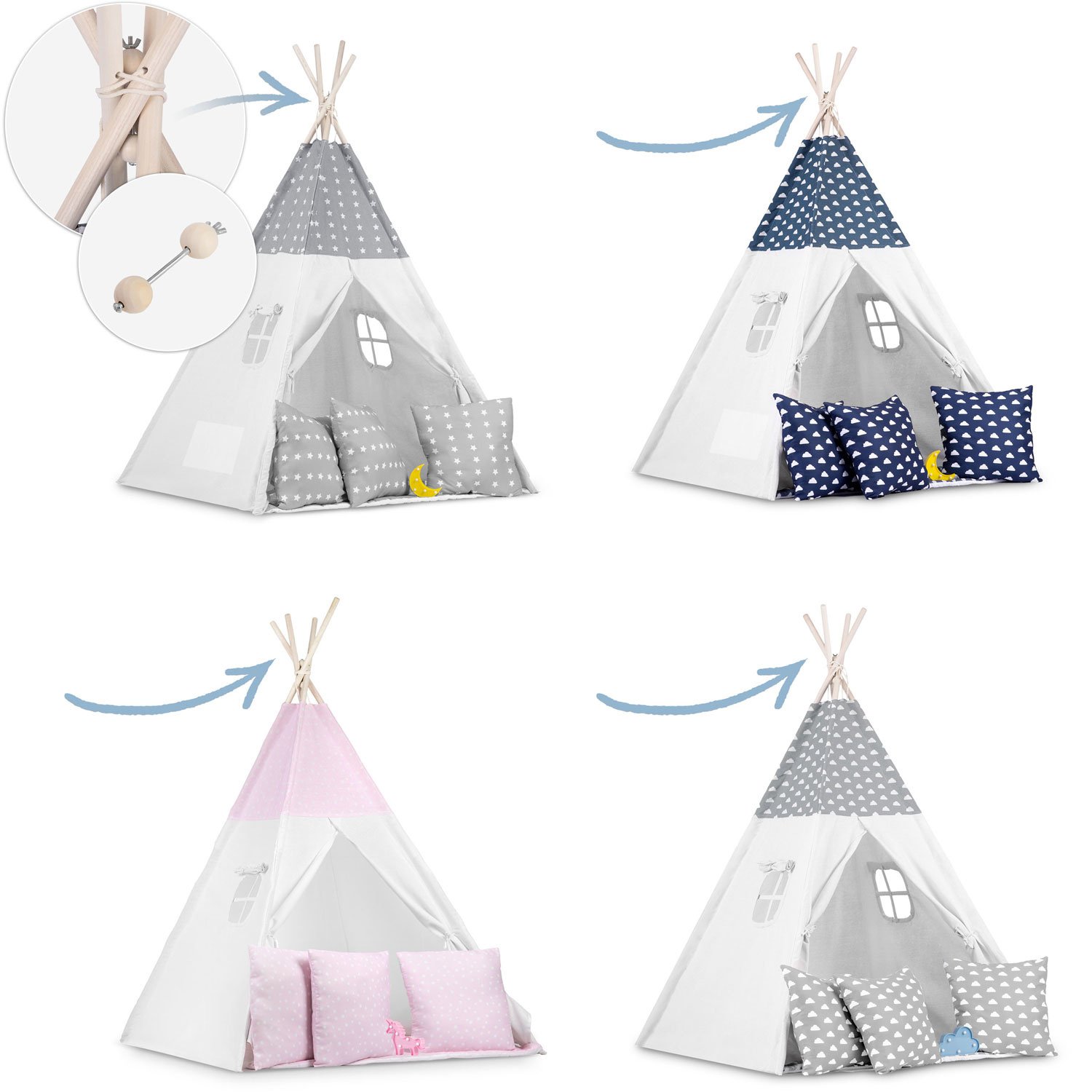 Tipi tent stabilisator - speeltent stabilisatiesysteem - hout