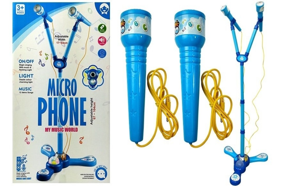 wet Heerlijk warm Kinder karaoke set - met 2 microfoons - met standaard - blauw -  Vikingchoice.nl