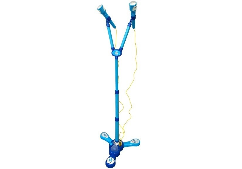 Kinder karaoke set - met 2 microfoons - met standaard - blauw