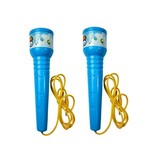 Kinder karaoke set - met 2 microfoons - met standaard - blauw