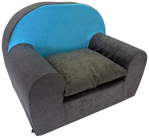 Kinderfauteuil - peuterstoel - 60x40x45 cm - grijs blauw