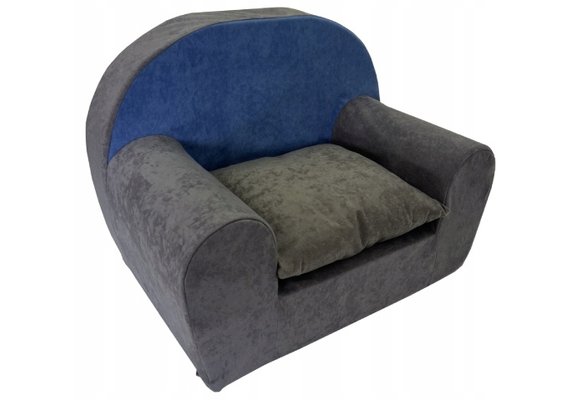 Kinderfauteuil - peuterstoel - 60x40x45 cm - grijs donkerblauw