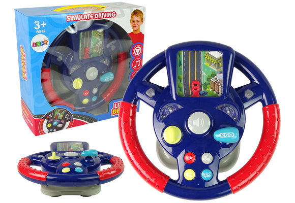 Speelgoed autostuur - rijsimulator - licht & geluid - blauw & rood