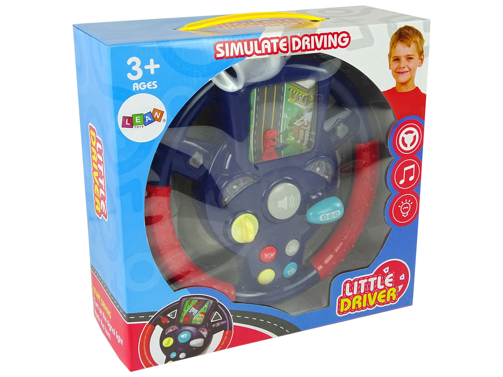 Speelgoed autostuur - rijsimulator - licht & geluid - blauw & rood