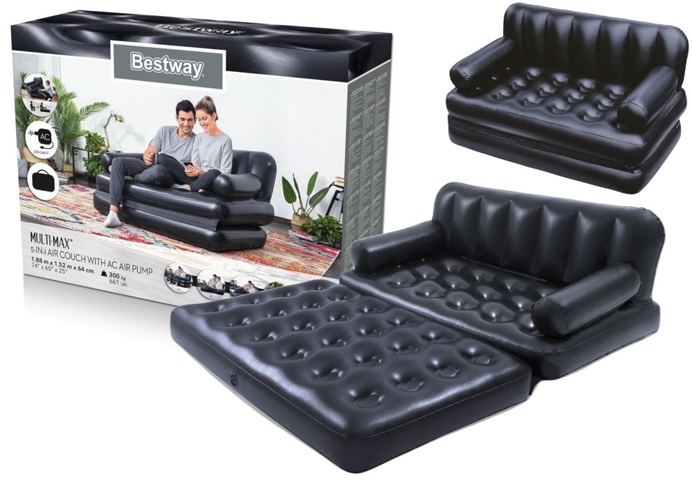 Bestway - opblaasbare bank - luchtbed - 188x152x64 cm - zwart