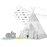 Tipi tent - Speeltent - wit & pijlen - met kussens en lampjes