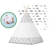 Tipi tent - Speeltent - wit & pijlen - met kussens en lampjes