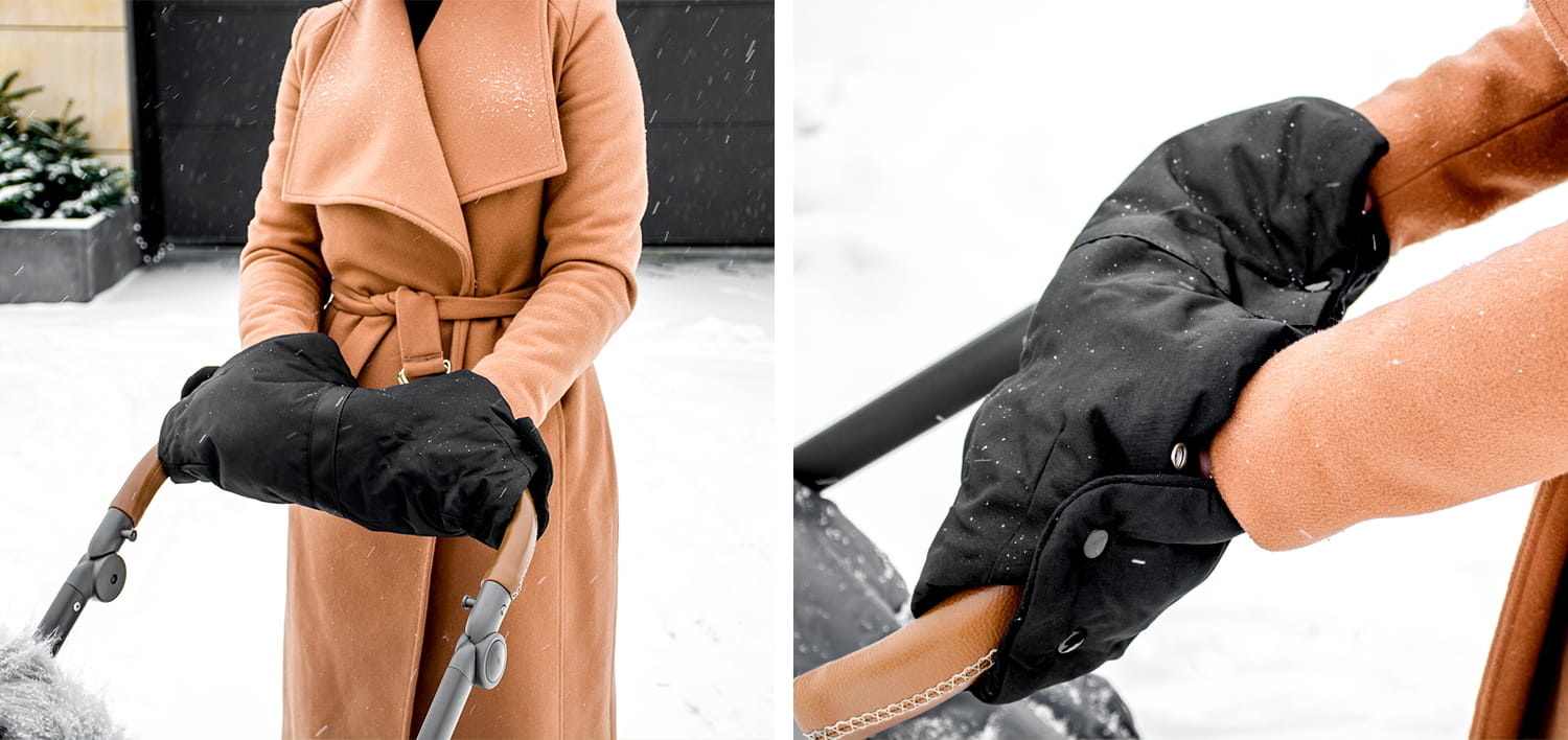 Handenwarmer kinderwagen - 50x21 cm - fleece voering - zwart