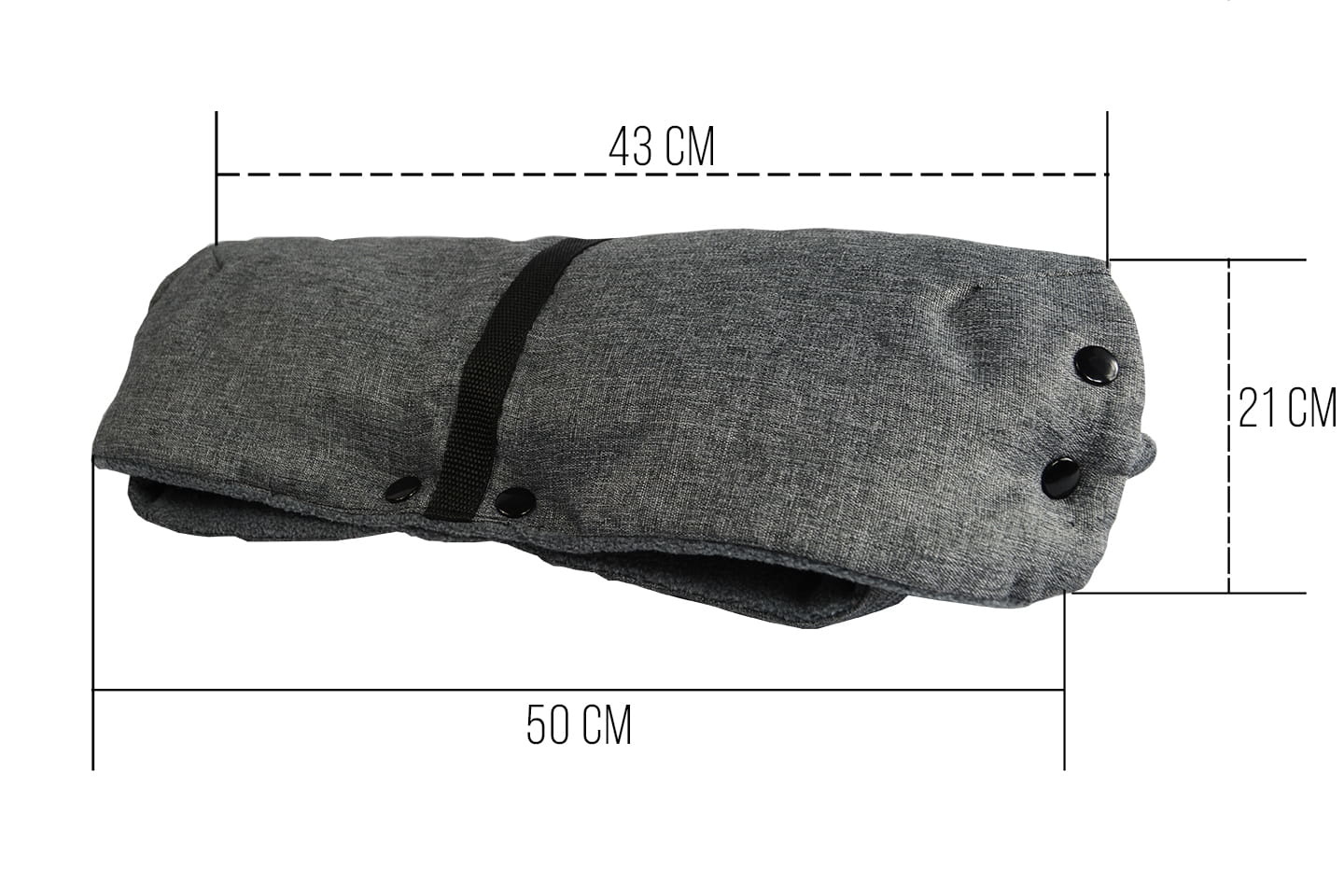 Handenwarmer kinderwagen - 50x21 cm - fleece voering - zwart