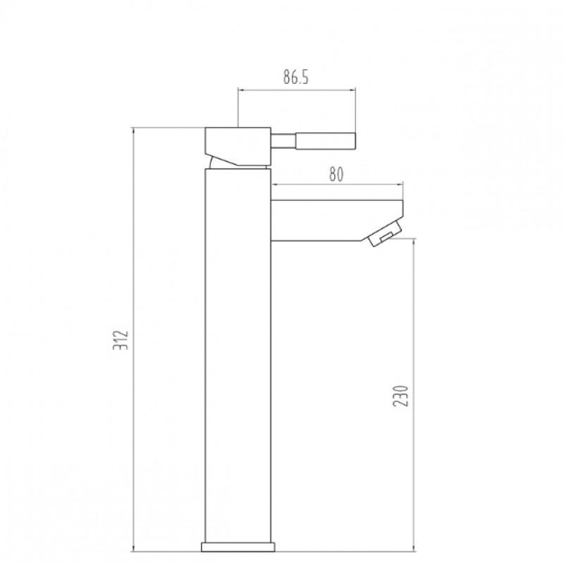 Hoge badkamerkraan - wastafelkraan - 31 cm hoog - zwart
