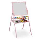 Krijtbord en magnetisch tekenbord - met telraam & schrijfgerei - roze