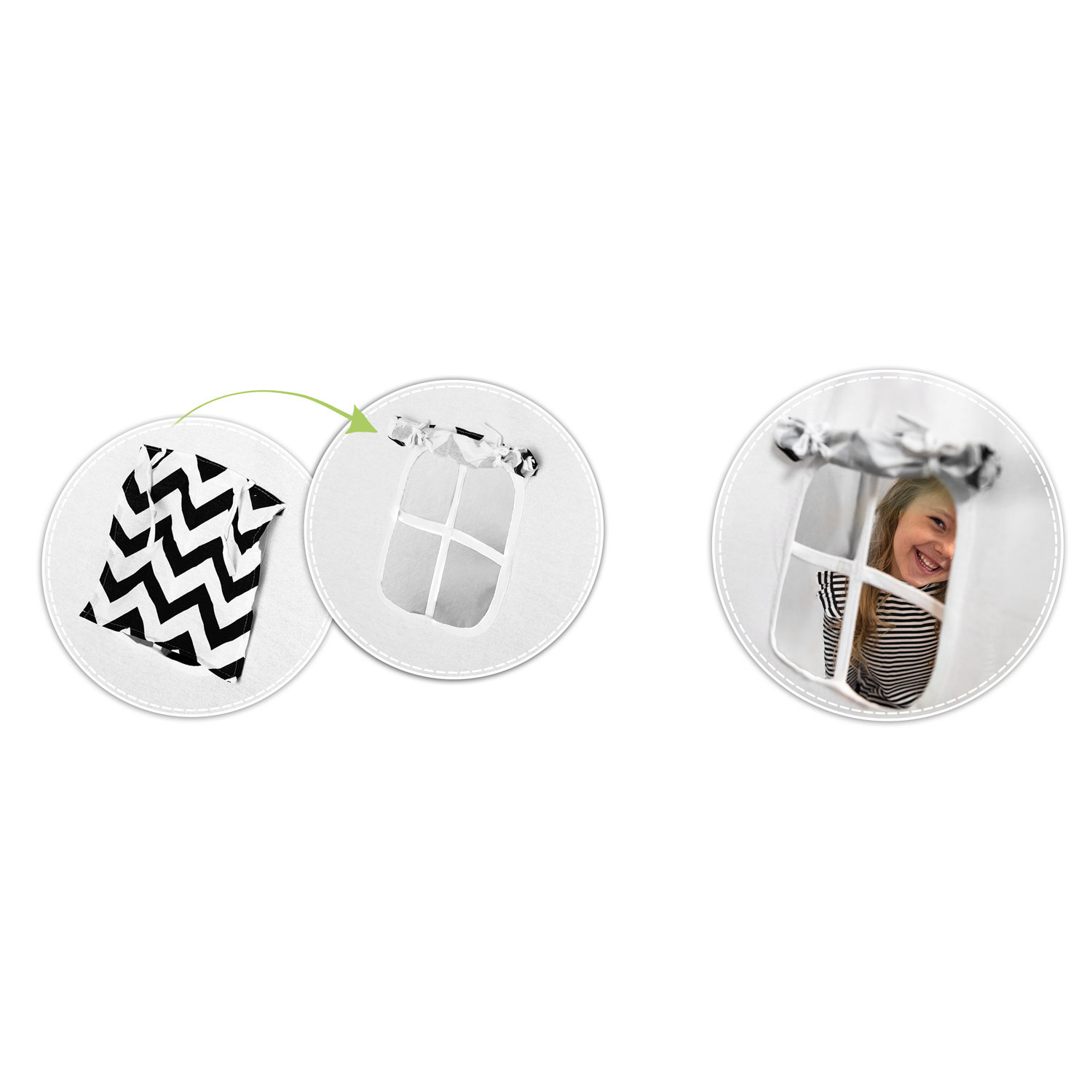 Tipi tent - speeltent - zwart wit panda - met kussens & lampjes