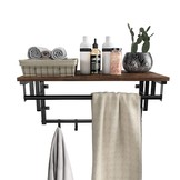 Wandrek - kapstok - 5 haken - plank - industrieel - zwart bruin