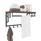 Wandrek - kapstok - 5 haken - plank - industrieel - zwart bruin