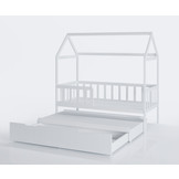 Bedhuis - peuter bed 160x80 cm - met bedlade en logeerbed - wit