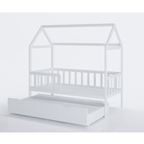 Bedhuis - peuter bed 160x80 cm - met bedlade en logeerbed - wit