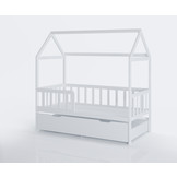 Bedhuis - peuter bed 160x80 cm - met bedlade en logeerbed - wit