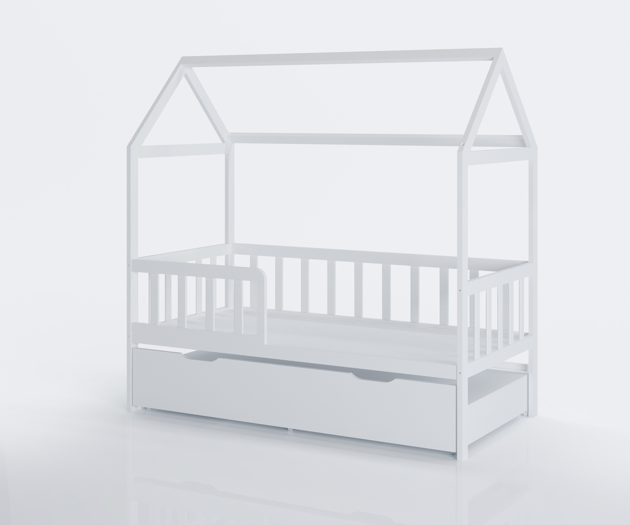 Bedhuis - peuter bed 160x80 cm - met bedlade en logeerbed - wit