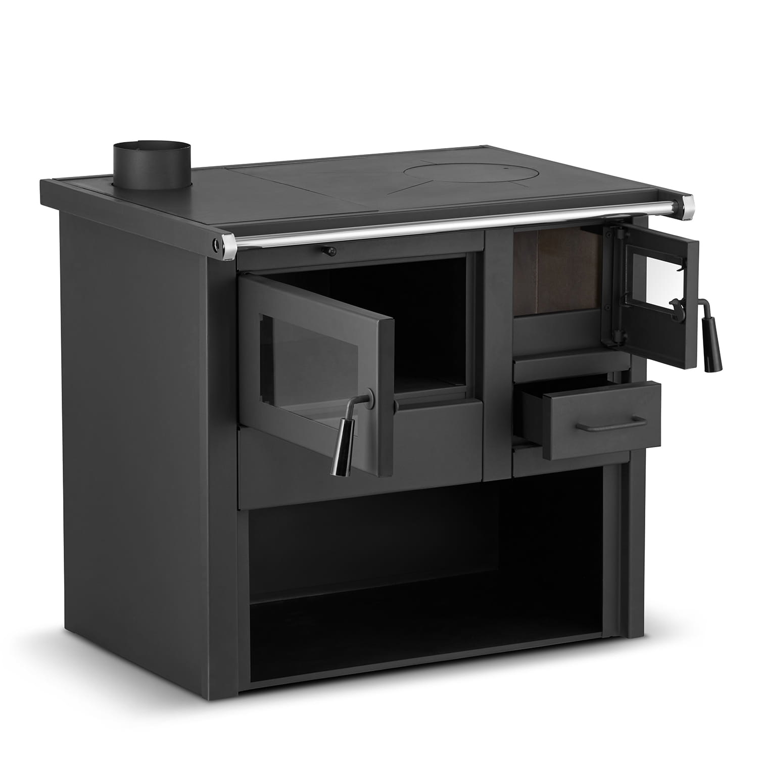 Houtkachel met oven - staal - vrijstaand - 8kw - tot 80m2