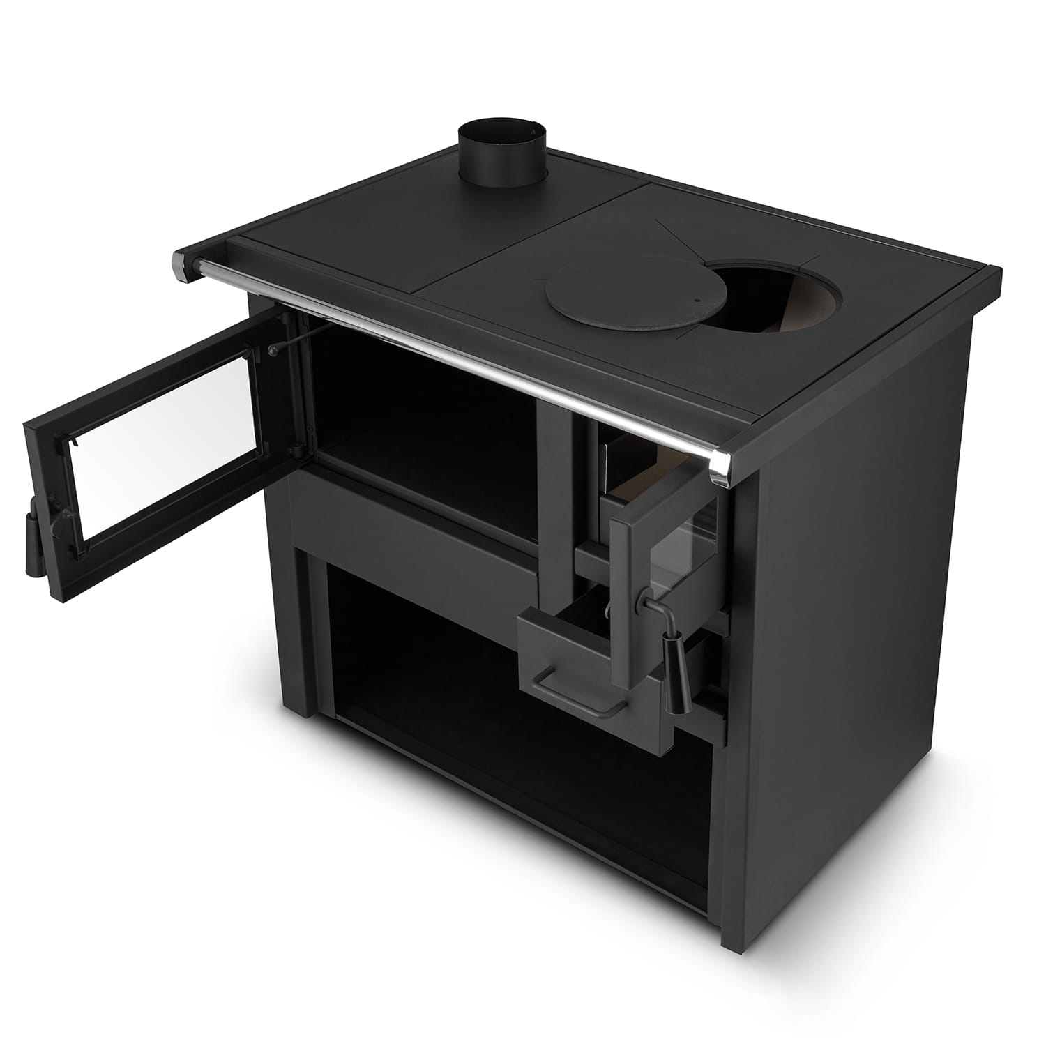 Houtkachel met oven - staal - vrijstaand - 8kw - tot 80m2