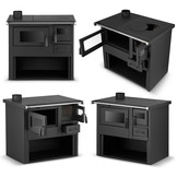 Houtkachel met oven - staal - vrijstaand - 8kw - tot 80m2