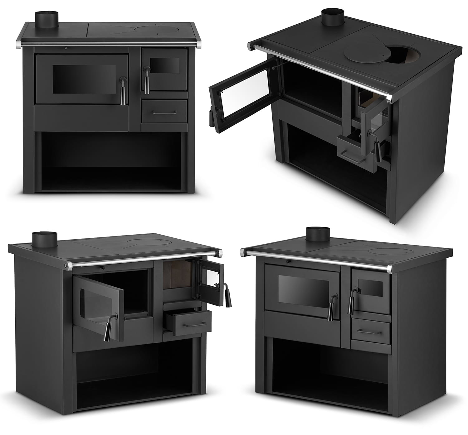 Houtkachel met oven - staal - vrijstaand - 8kw - tot 80m2