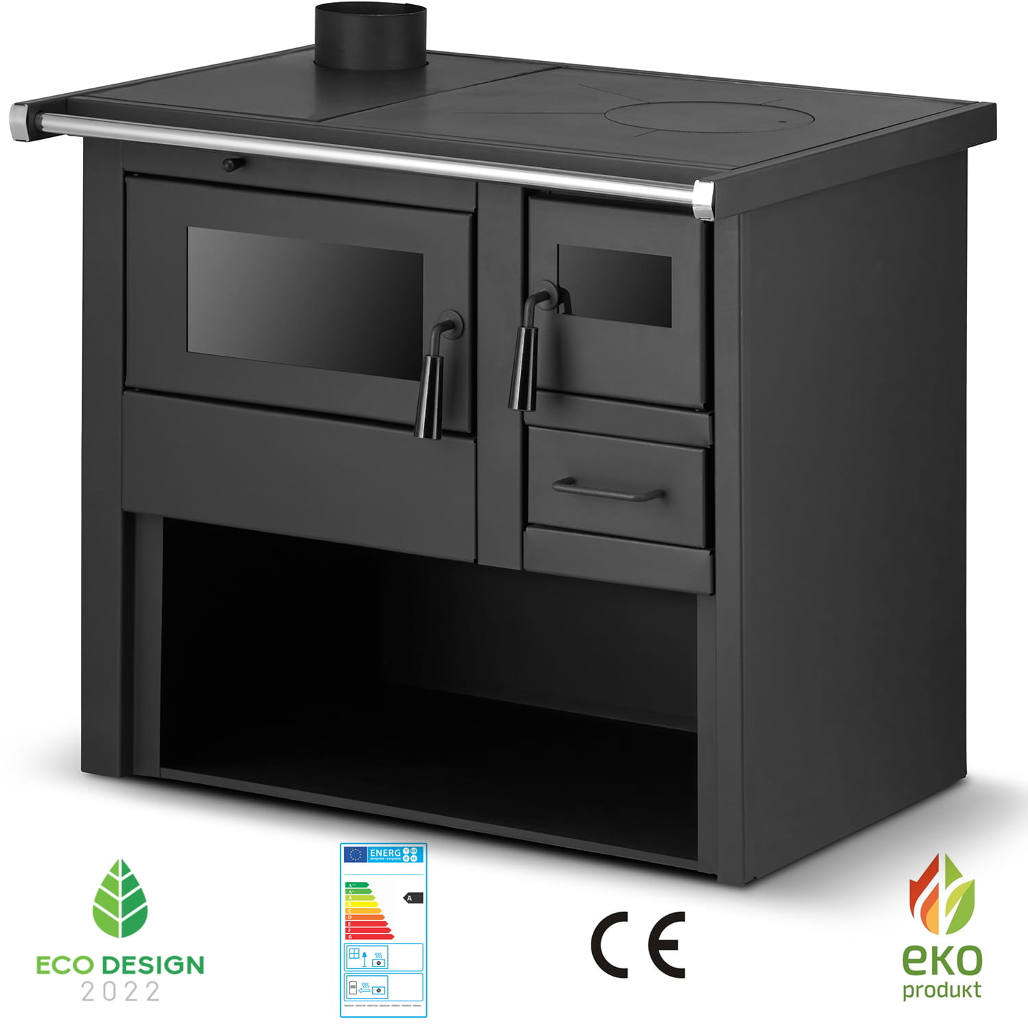 Houtkachel met oven - staal - vrijstaand - 8kw - tot 80m2