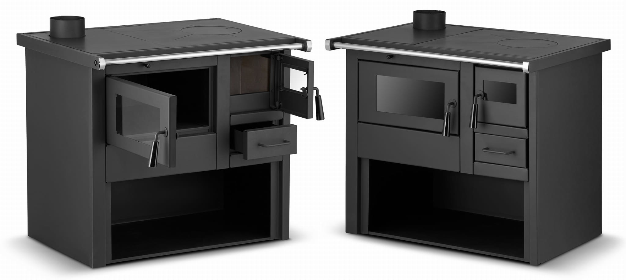 Houtkachel met oven - staal - vrijstaand - 8kw - tot 80m2