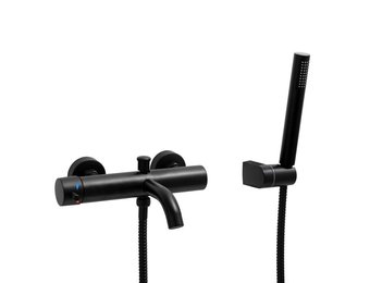 Badkraan - met handdouche - mat zwart - wandmontage