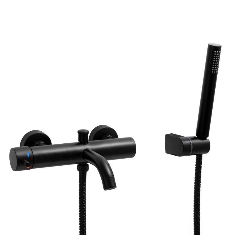 Badkraan - met handdouche - mat zwart - wandmontage