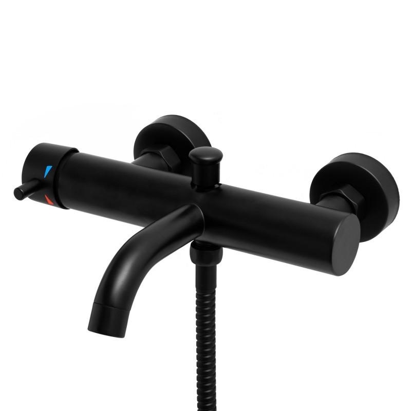 Badkraan - met handdouche - mat zwart - wandmontage