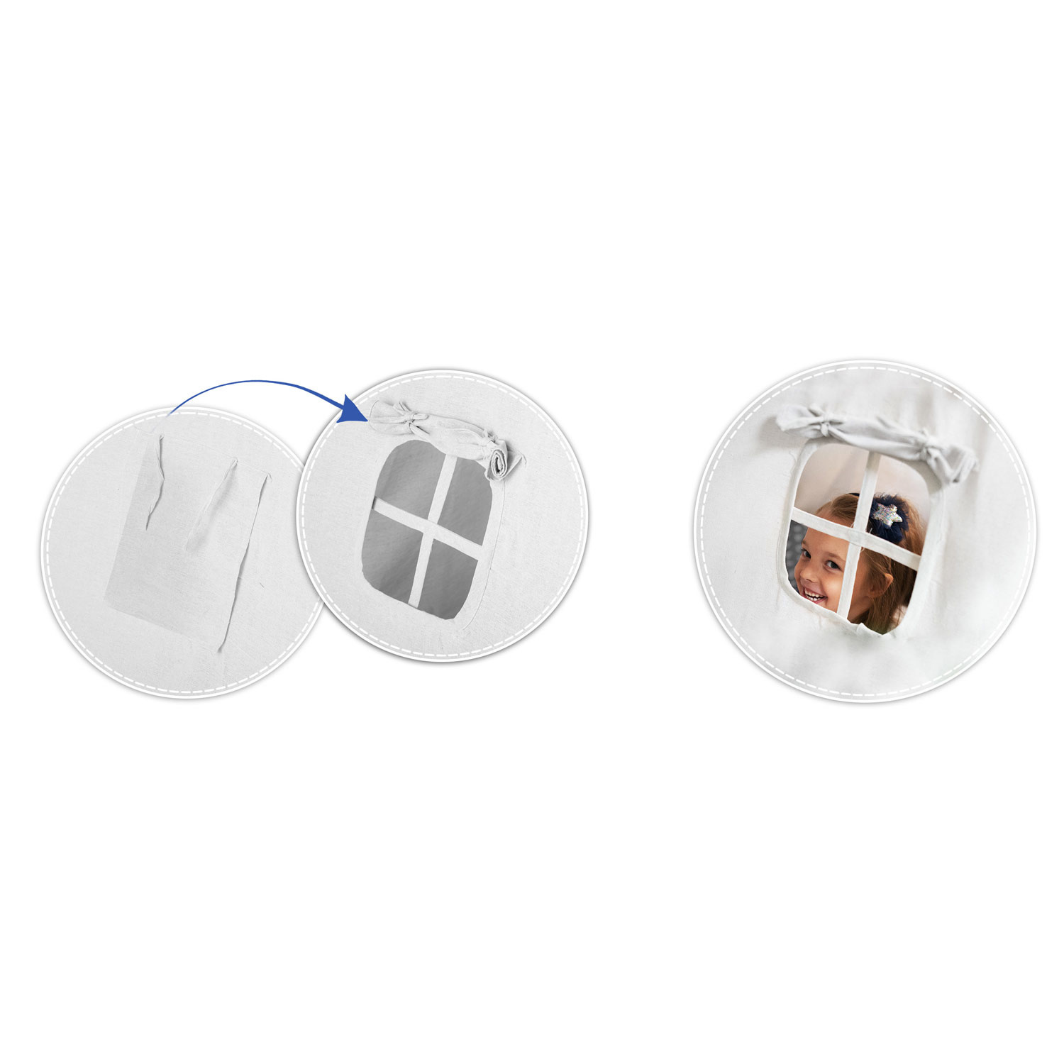 Tipi tent - Speeltent - blauw & wolken - met kussens en lampje