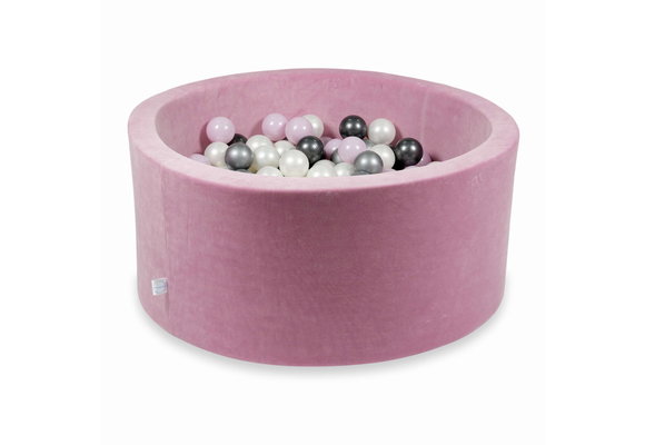 Ballenbak - velvet roze - 90x40 cm - 300 ballen - baby roze, zilver, antraciet, parelmoer