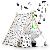 Speeltent - met lamp en kussens - zwart wit