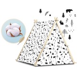 Speeltent - met lamp en kussens - zwart wit